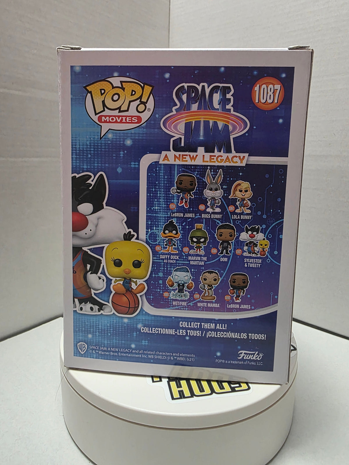 Funko Pop Sylvester & Tweety #1087 bottom of box with barcode 889698562287 and manufacturer info