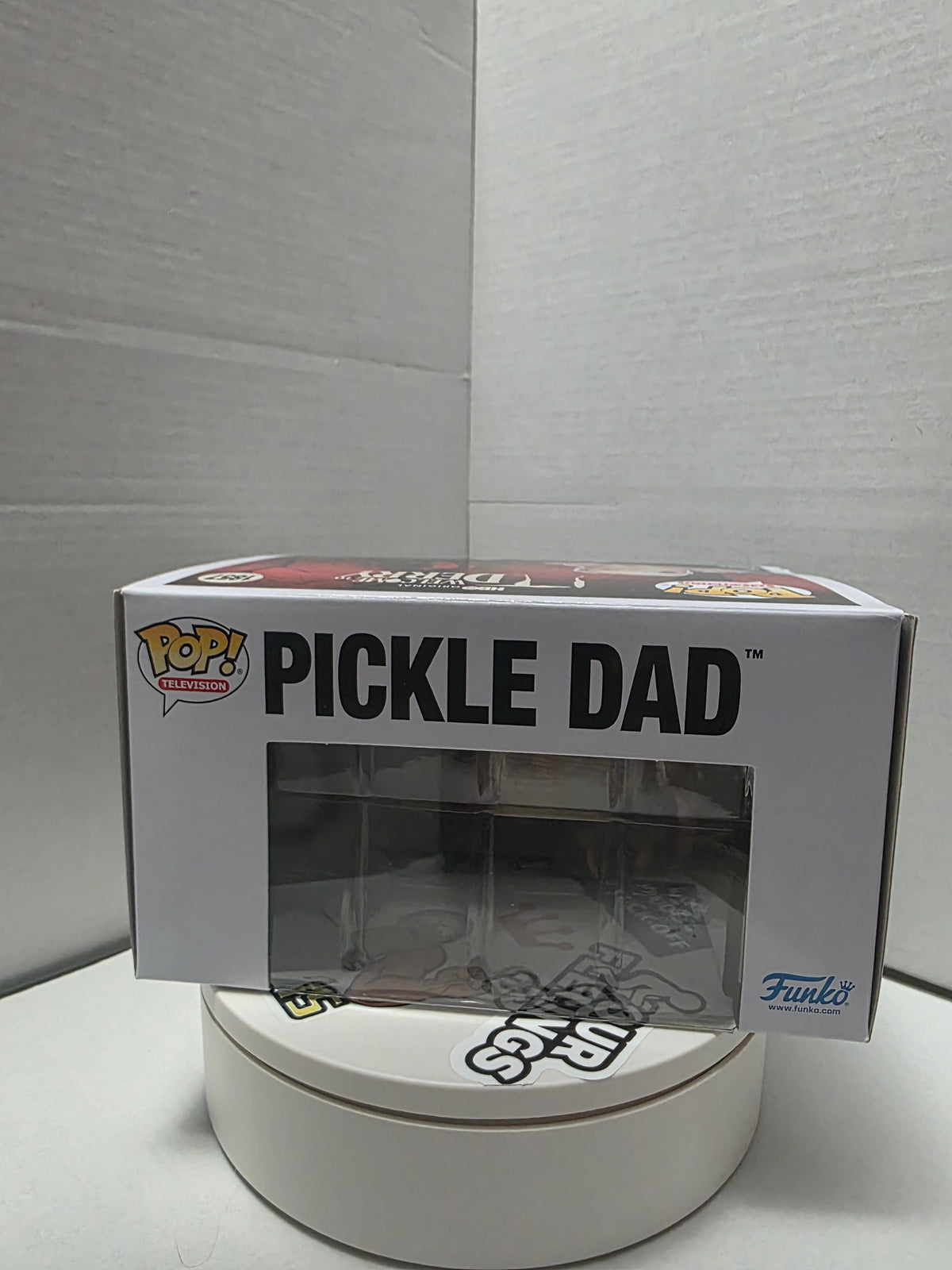 Funko Pop Welcome to Derry Pickle Dad #1857 box back art with red Derry forest background
