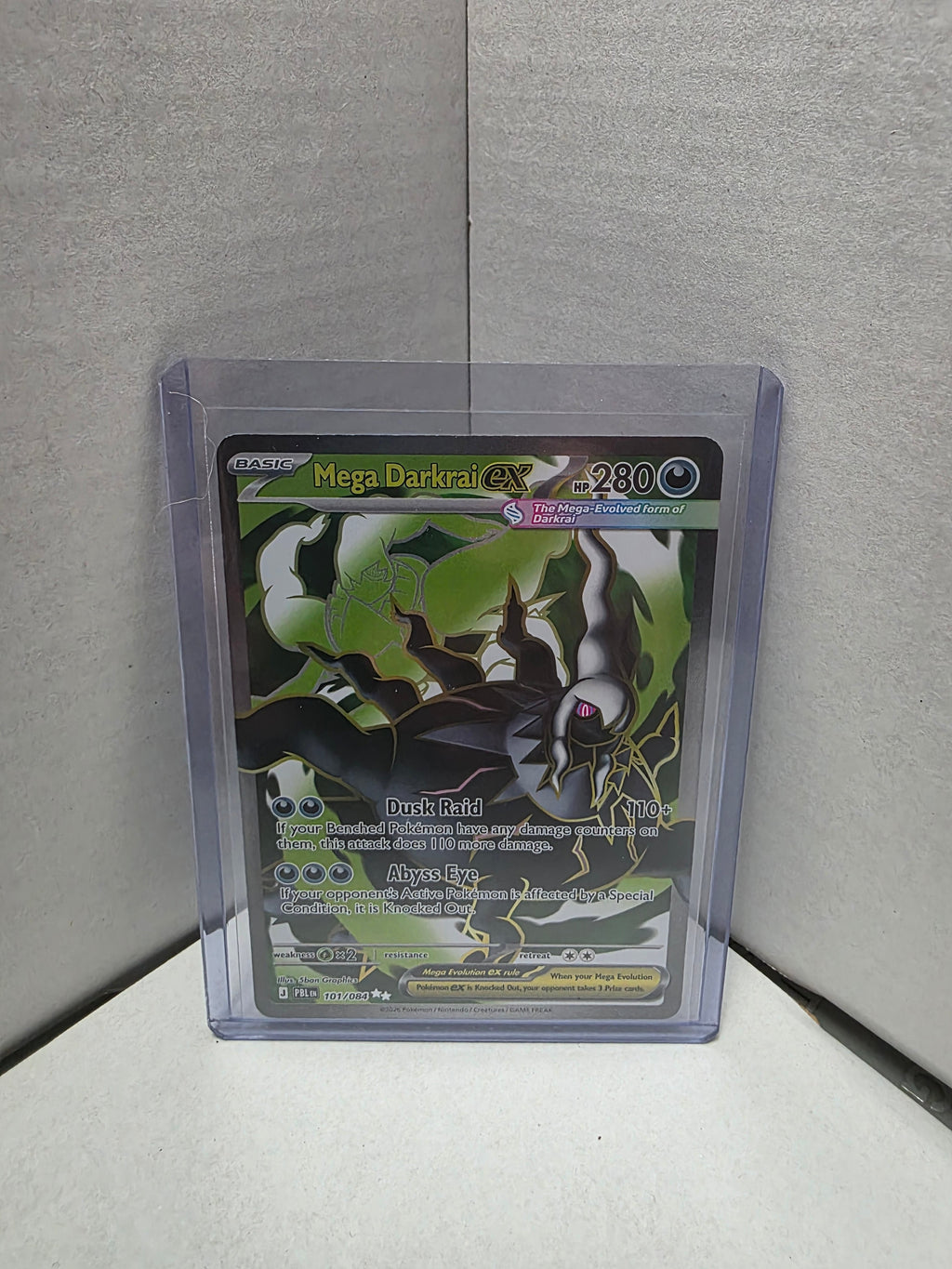Pokemon TCG Mega Darkrai ex 101/094 Temporal Forces Full Art Secret Rare - front in acrylic case