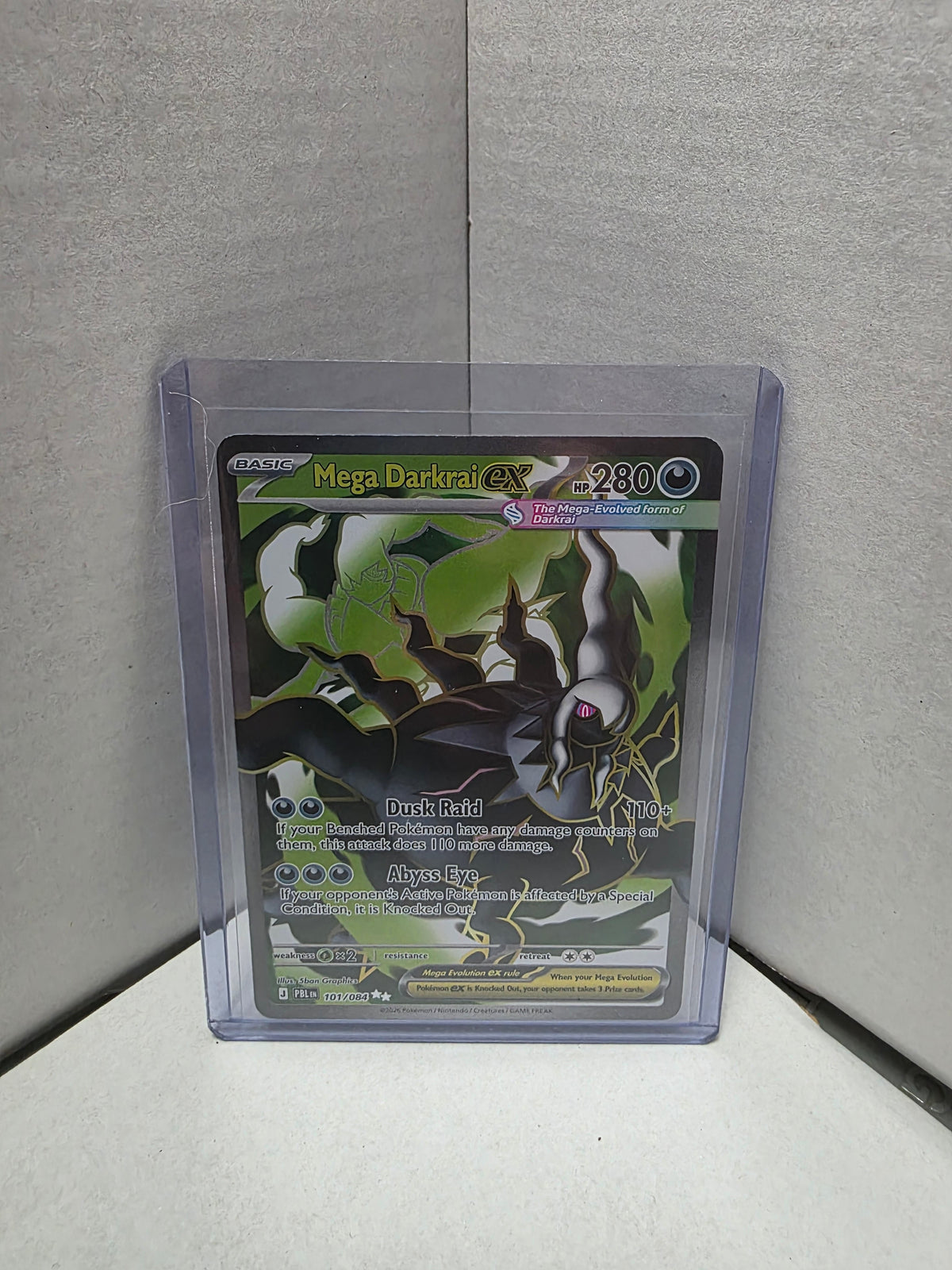 Pokemon TCG Mega Darkrai ex 101/094 Temporal Forces Full Art Secret Rare - front in acrylic case