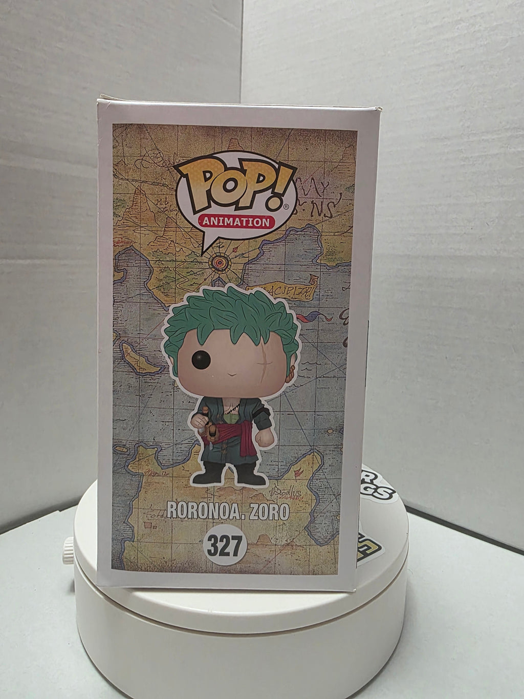 Funko Pop One Piece Roronoa Zoro 327 back of box showing collect them all panel