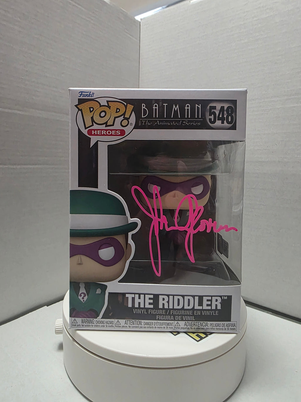Funko Pop! Heroes: Batman The Animated Series – The Riddler #548 – Signed by John Glover (Pink Autograph)