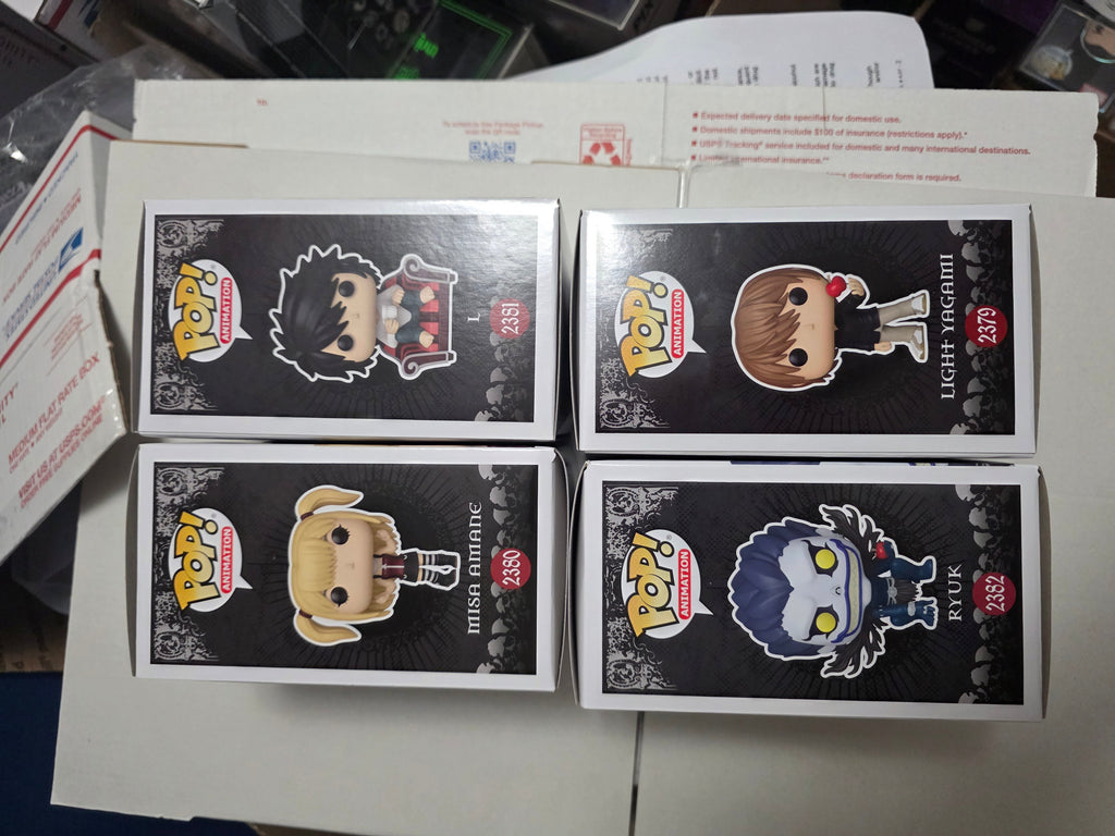 Death Note Funko Pop! Animation 4-Pack Bundle - L #2381, Light Yagami #2379, Misa Amane #2380, Ryuk #2382