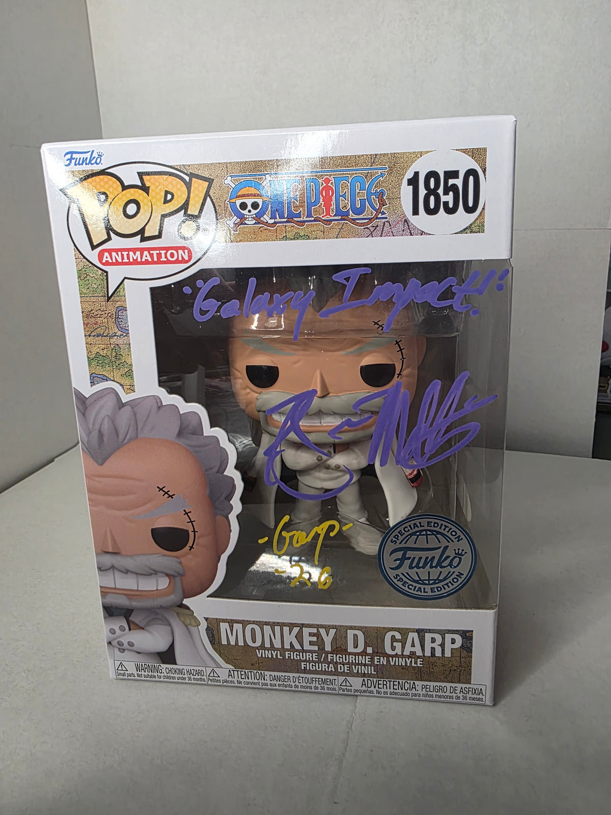 Funko Pop Monkey D. Garp #1850 - Signed by Voice Actor Brian Mathis w/ Quote