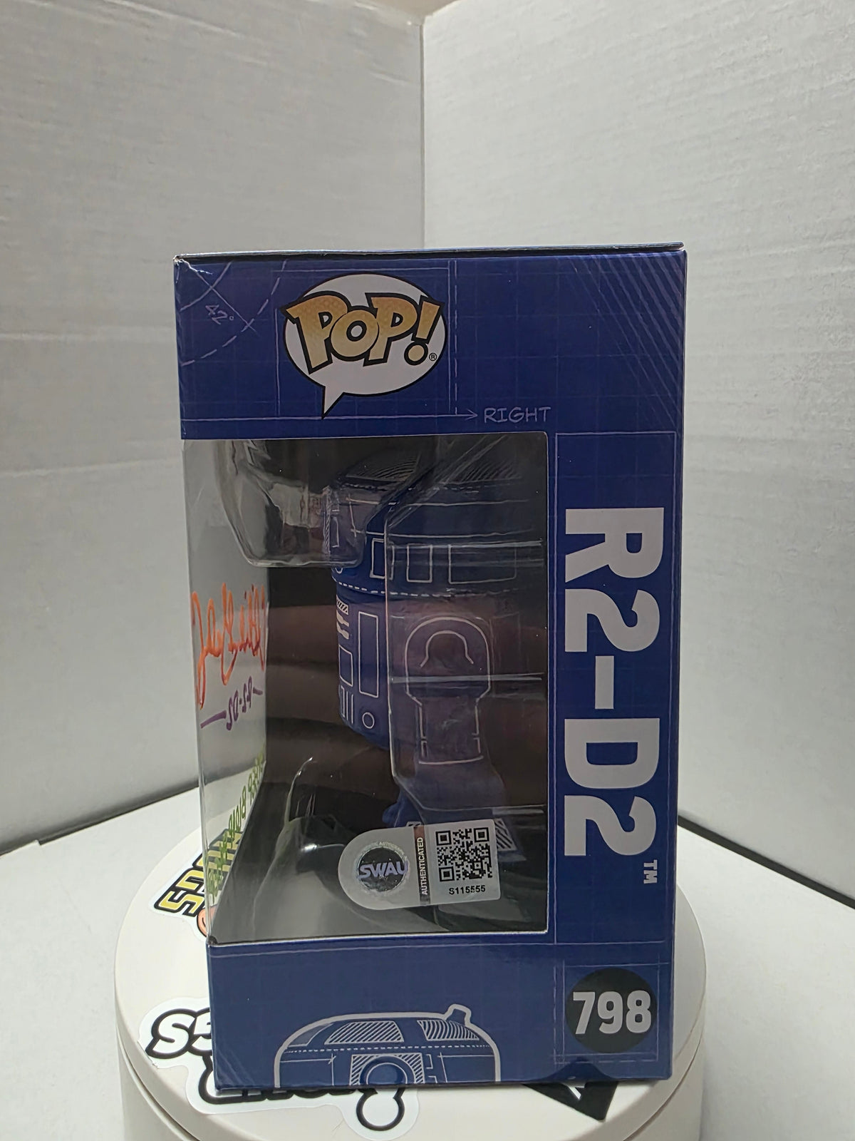 Funko Pop! Star Wars R2-D2 #798 (Blueprint) -Signed by Sam De La Rosa w/ "Bleep Bloop Beep!" Inscription – SWAU Authenticated