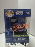 Funko Pop! Star Wars R2-D2 #798 (Blueprint) -Signed by Sam De La Rosa w/ "Bleep Bloop Beep!" Inscription – SWAU Authenticated