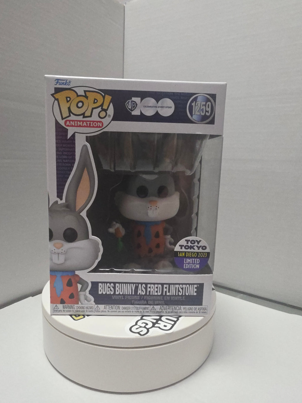 Funko Pop! Animation Bugs Bunny as Fred Flintstone #1259 Toy Tokyo San Diego 2023 Limited Edition (WB 100)