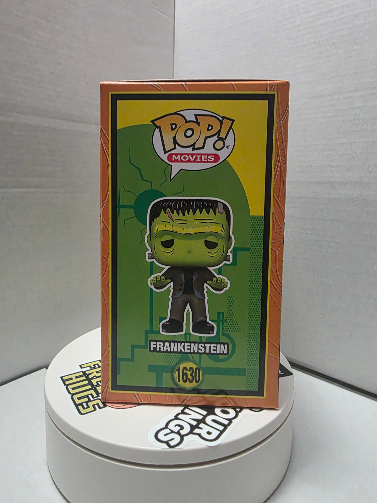 Funko Pop Universal Monsters Frankenstein #1630 box back showing full lineup Bride Wolf Man Dracula Gill-Man