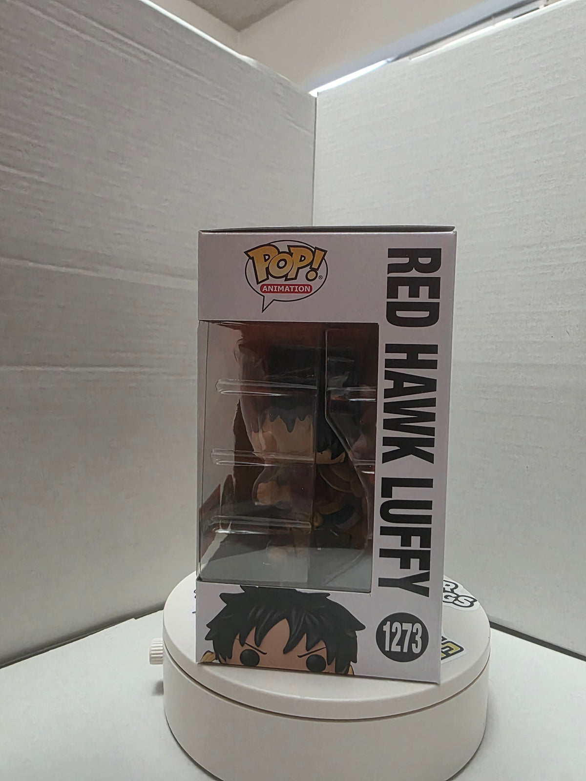 Funko Pop One Piece Red Hawk Luffy 1273 side panel with name