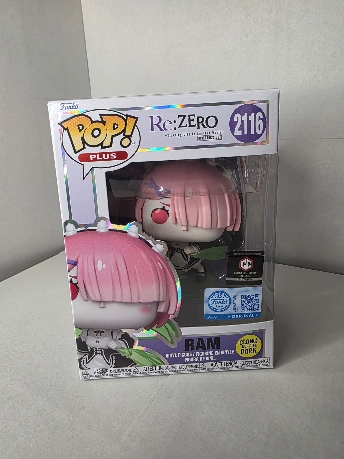 Funko Pop! Animation: Re:Zero - Ram #2116 (Glow in the Dark) - Chalice Collectibles Exclusive