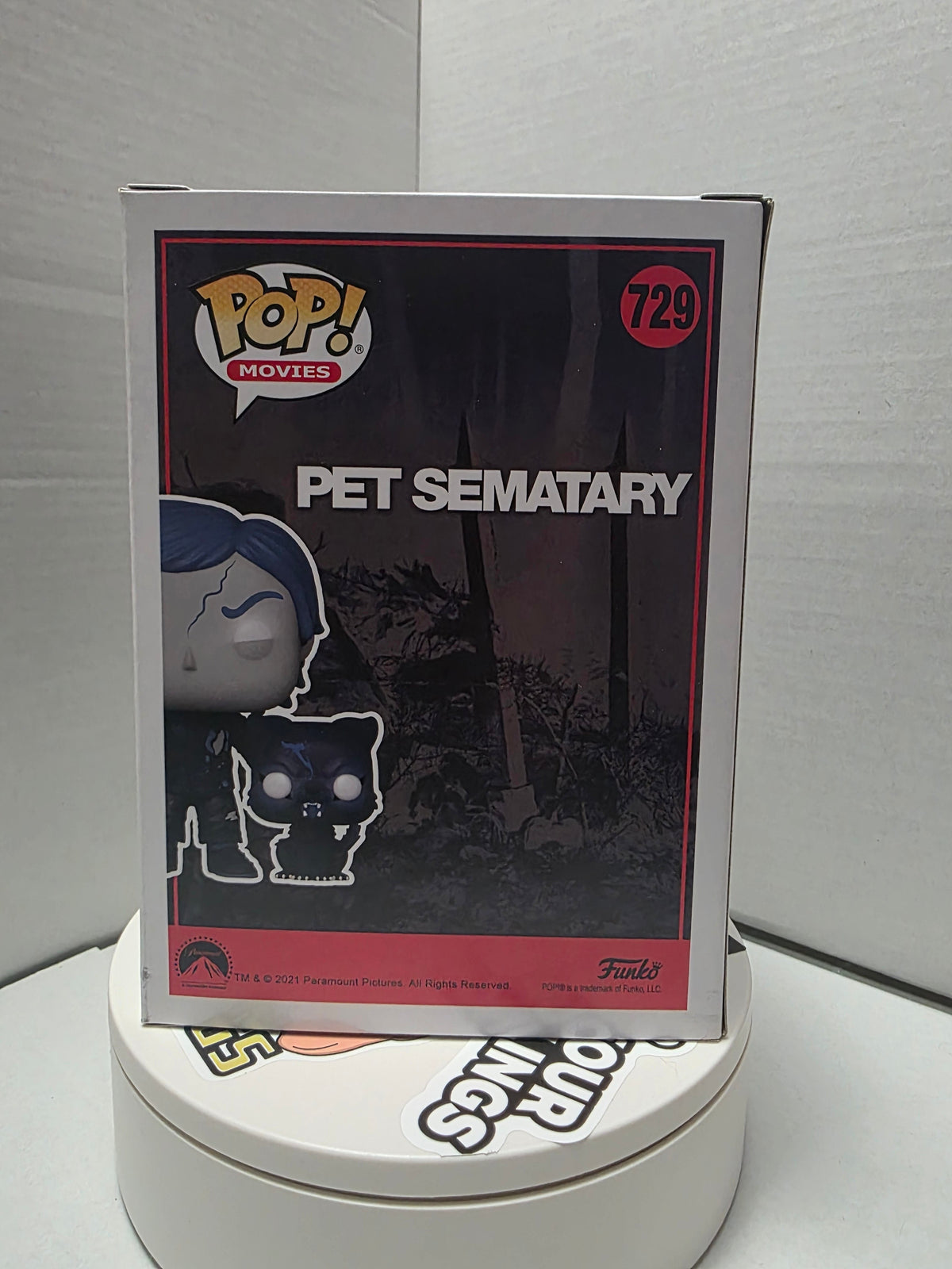 Funko Pop Pet Sematary Gage and Church #729 box right side with window